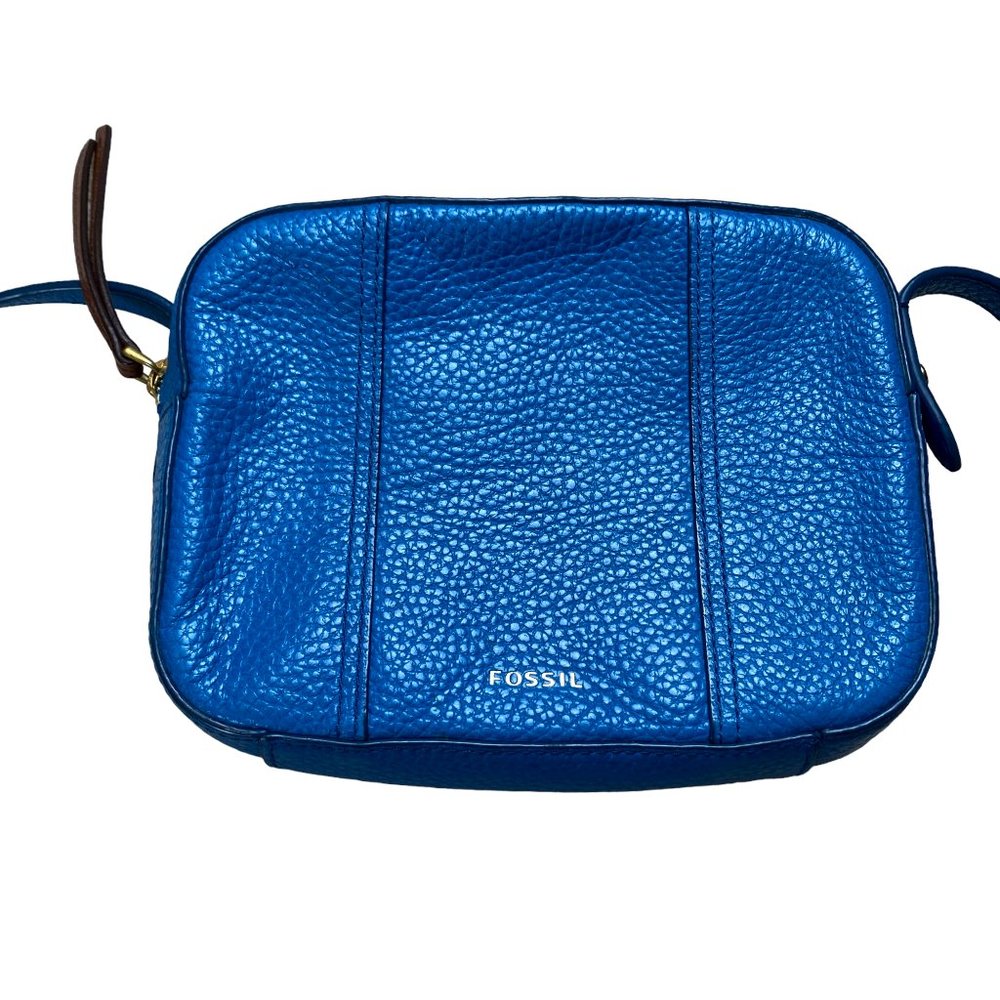 Fossil Gemma Leather Crossbody Cerulean Blue with Adjustable Strap Shoulder Bag - Picture 6 of 16